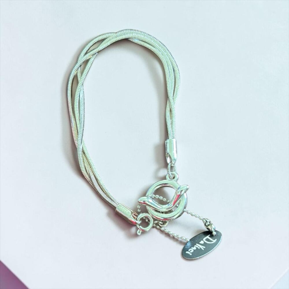 DiVinchi Silver Mesh Bracelet Multi Strand Snake Chain Toggle Clasp NWT 7” - Picture 9 of 10